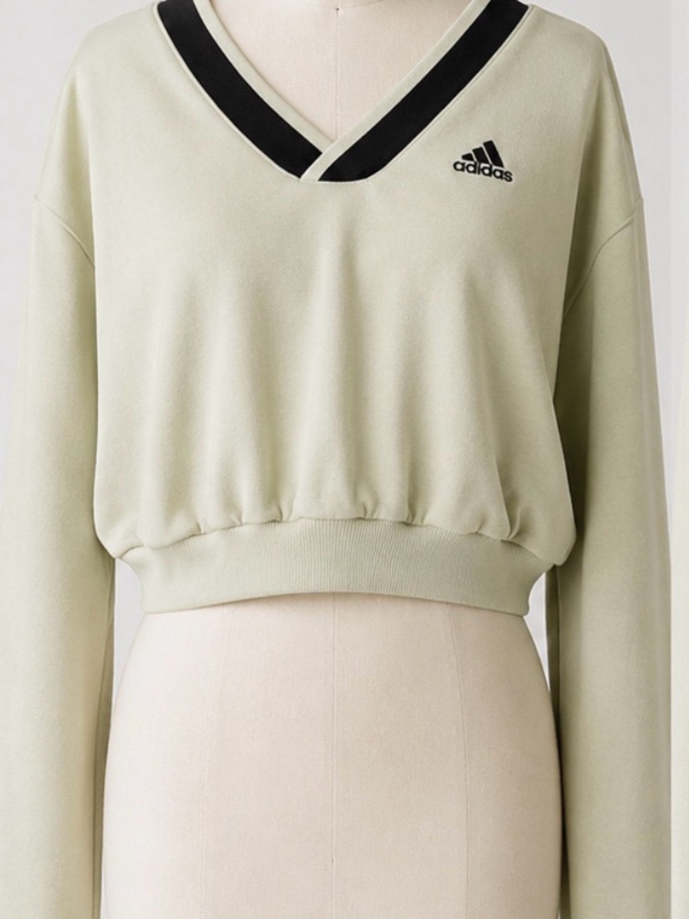 adidas Cropped V-Neck Sweatshirt with Black Trim